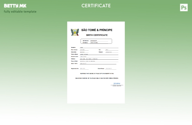 модерен стил Сао Томе и Принципе од витално значење за извод од матична книга на